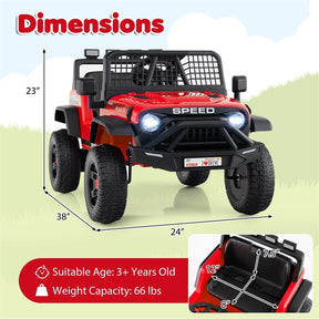 24V Kids Ride on Truck, Electric Vehicle with Parent Remote Control, LED Lights & Music, Battery Powered Ride on Toy Car for Boys Girls Ages 3+