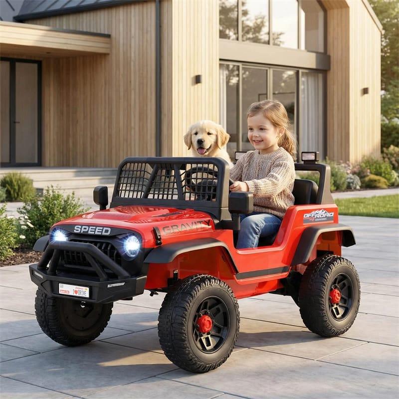 24V Kids Ride on Truck, Electric Vehicle with Parent Remote Control, LED Lights & Music, Battery Powered Ride on Toy Car for Boys Girls Ages 3+