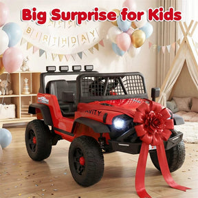 24V Kids Ride on Truck, Electric Vehicle with Parent Remote Control, LED Lights & Music, Battery Powered Ride on Toy Car for Boys Girls Ages 3+