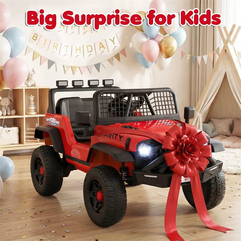 24V Kids Ride on Truck, Electric Vehicle with Parent Remote Control, LED Lights & Music, Battery Powered Ride on Toy Car for Boys Girls Ages 3+