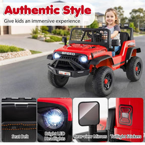 24V Kids Ride on Truck, Electric Vehicle with Parent Remote Control, LED Lights & Music, Battery Powered Ride on Toy Car for Boys Girls Ages 3+