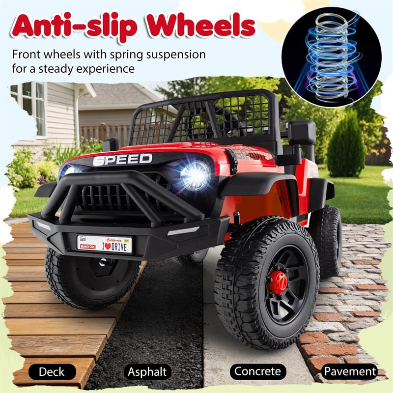 24V Kids Ride on Truck, Electric Vehicle with Parent Remote Control, LED Lights & Music, Battery Powered Ride on Toy Car for Boys Girls Ages 3+