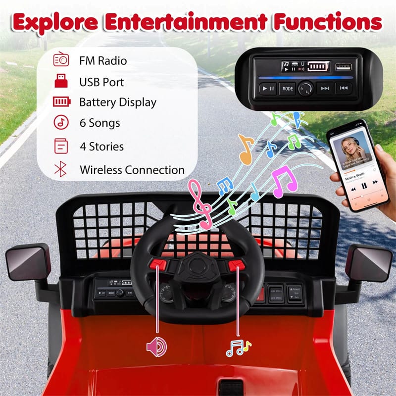 24V Kids Ride on Truck, Electric Vehicle with Parent Remote Control, LED Lights & Music, Battery Powered Ride on Toy Car for Boys Girls Ages 3+