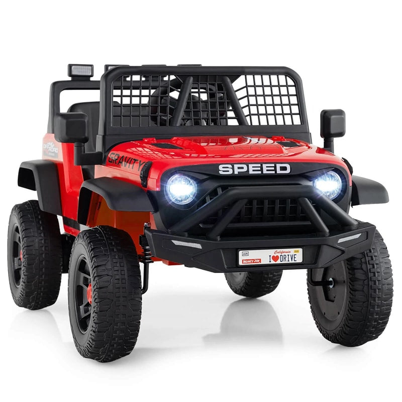 24V Kids Ride on Truck, Electric Vehicle with Parent Remote Control, LED Lights & Music, Battery Powered Ride on Toy Car for Boys Girls Ages 3+