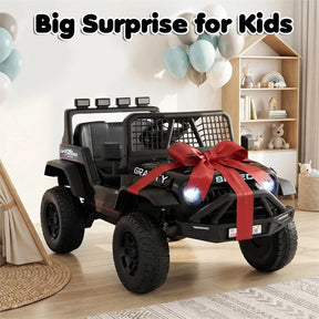 24V Kids Ride on Truck, Electric Vehicle with Parent Remote Control, LED Lights & Music, Battery Powered Ride on Toy Car for Boys Girls Ages 3+