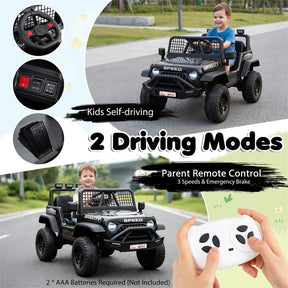 24V Kids Ride on Truck, Electric Vehicle with Parent Remote Control, LED Lights & Music, Battery Powered Ride on Toy Car for Boys Girls Ages 3+