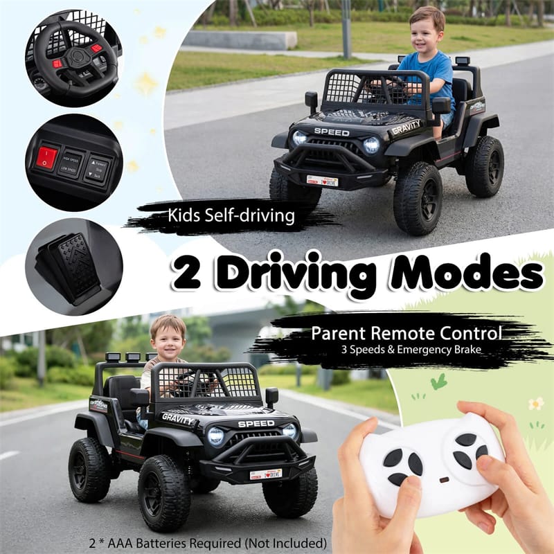 24V Kids Ride on Truck, Electric Vehicle with Parent Remote Control, LED Lights & Music, Battery Powered Ride on Toy Car for Boys Girls Ages 3+