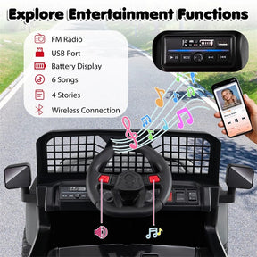 24V Kids Ride on Truck, Electric Vehicle with Parent Remote Control, LED Lights & Music, Battery Powered Ride on Toy Car for Boys Girls Ages 3+