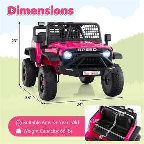 24V Kids Ride on Truck, Electric Vehicle with Parent Remote Control, LED Lights & Music, Battery Powered Ride on Toy Car for Boys Girls Ages 3+