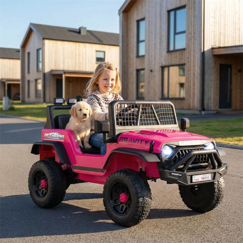 24V Kids Ride on Truck, Electric Vehicle with Parent Remote Control, LED Lights & Music, Battery Powered Ride on Toy Car for Boys Girls Ages 3+