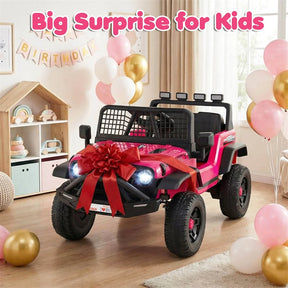 24V Kids Ride on Truck, Electric Vehicle with Parent Remote Control, LED Lights & Music, Battery Powered Ride on Toy Car for Boys Girls Ages 3+