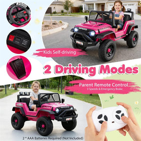 24V Kids Ride on Truck, Electric Vehicle with Parent Remote Control, LED Lights & Music, Battery Powered Ride on Toy Car for Boys Girls Ages 3+