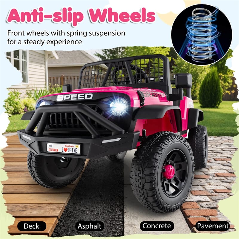 24V Kids Ride on Truck, Electric Vehicle with Parent Remote Control, LED Lights & Music, Battery Powered Ride on Toy Car for Boys Girls Ages 3+