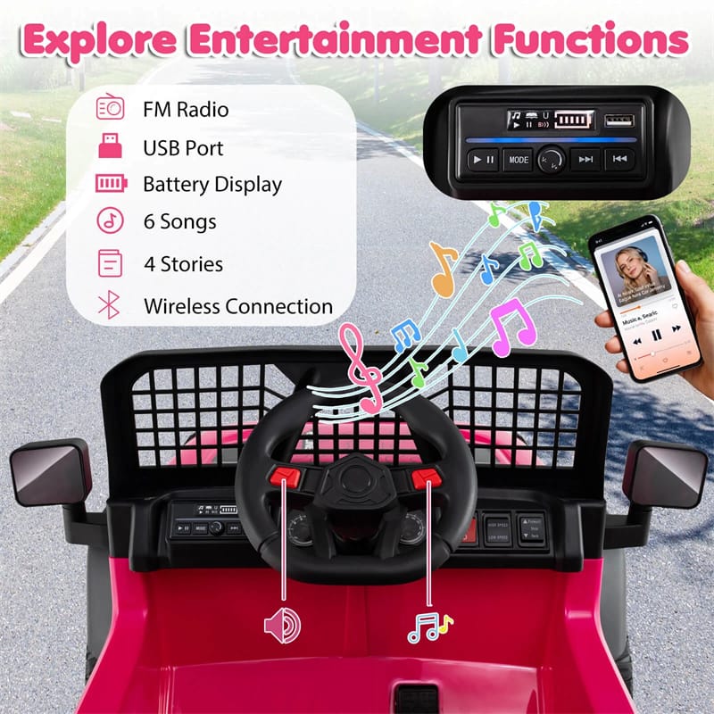 24V Kids Ride on Truck, Electric Vehicle with Parent Remote Control, LED Lights & Music, Battery Powered Ride on Toy Car for Boys Girls Ages 3+
