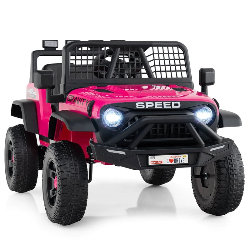 24V Kids Ride on Truck, Electric Vehicle with Parent Remote Control, LED Lights & Music, Battery Powered Ride on Toy Car for Boys Girls Ages 3+