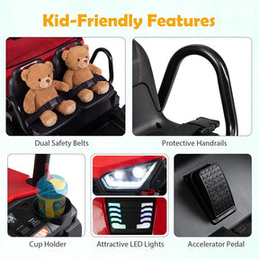 24V 2-Seater Ride on Dump Truck, 4WD Kids Car w/ Electric Dump Bed, Shovel, Parent Remote & Wireless Music, Electric Ride On UTV for Boys Girls