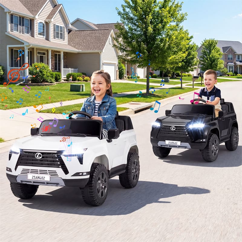 24V 4WD 2-Seater Kids Ride On Car, Licensed LEXUS GX550 Electric Vehicle with Remote Control, Wireless Music & Spring Suspension for Boys Girls