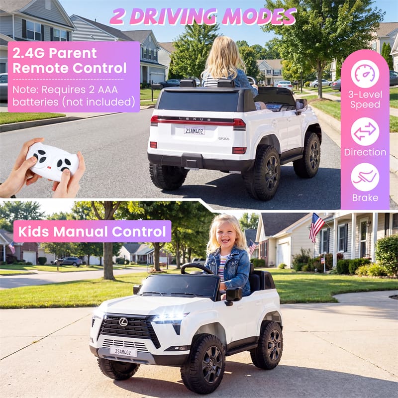 24V 4WD 2-Seater Kids Ride On Car, Licensed LEXUS GX550 Electric Vehicle with Remote Control, Wireless Music & Spring Suspension for Boys Girls