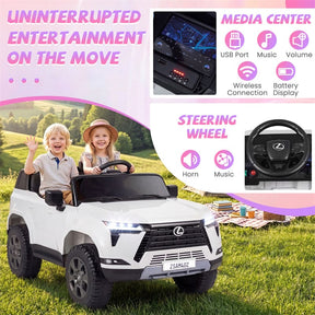 24V 4WD 2-Seater Kids Ride On Car, Licensed LEXUS GX550 Electric Vehicle with Remote Control, Wireless Music & Spring Suspension for Boys Girls