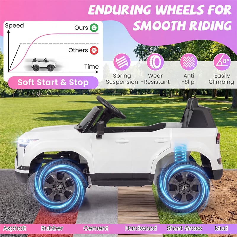24V 4WD 2-Seater Kids Ride On Car, Licensed LEXUS GX550 Electric Vehicle with Remote Control, Wireless Music & Spring Suspension for Boys Girls