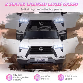 24V 4WD 2-Seater Kids Ride On Car, Licensed LEXUS GX550 Electric Vehicle with Remote Control, Wireless Music & Spring Suspension for Boys Girls