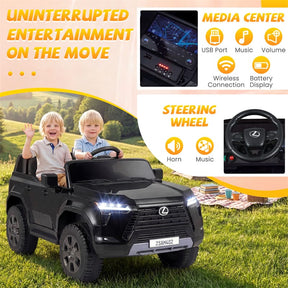 24V 4WD 2-Seater Kids Ride On Car, Licensed LEXUS GX550 Electric Vehicle with Remote Control, Wireless Music & Spring Suspension for Boys Girls
