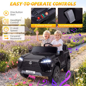 24V 4WD 2-Seater Kids Ride On Car, Licensed LEXUS GX550 Electric Vehicle with Remote Control, Wireless Music & Spring Suspension for Boys Girls