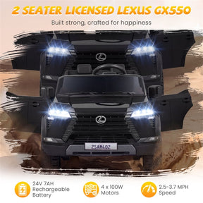 24V 4WD 2-Seater Kids Ride On Car, Licensed LEXUS GX550 Electric Vehicle with Remote Control, Wireless Music & Spring Suspension for Boys Girls