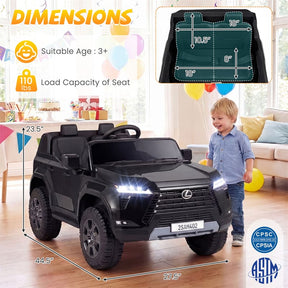 24V 4WD 2-Seater Kids Ride On Car, Licensed LEXUS GX550 Electric Vehicle with Remote Control, Wireless Music & Spring Suspension for Boys Girls