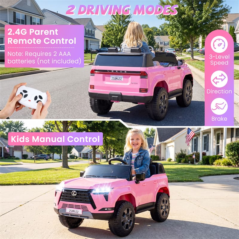 24V 4WD 2-Seater Kids Ride On Car, Licensed LEXUS GX550 Electric Vehicle with Remote Control, Wireless Music & Spring Suspension for Boys Girls