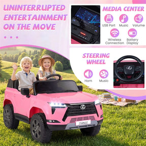 24V 4WD 2-Seater Kids Ride On Car, Licensed LEXUS GX550 Electric Vehicle with Remote Control, Wireless Music & Spring Suspension for Boys Girls
