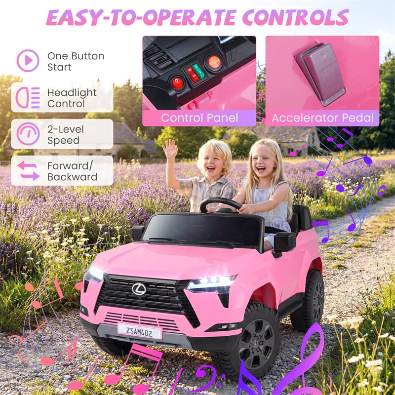 24V 4WD 2-Seater Kids Ride On Car, Licensed LEXUS GX550 Electric Vehicle with Remote Control, Wireless Music & Spring Suspension for Boys Girls