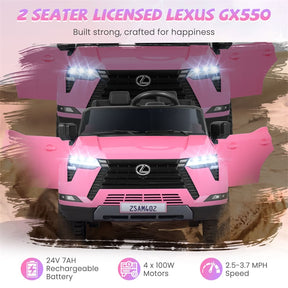 24V 4WD 2-Seater Kids Ride On Car, Licensed LEXUS GX550 Electric Vehicle with Remote Control, Wireless Music & Spring Suspension for Boys Girls