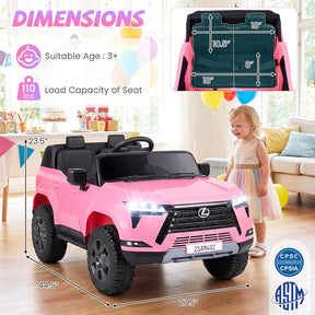 24V 4WD 2-Seater Kids Ride On Car, Licensed LEXUS GX550 Electric Vehicle with Remote Control, Wireless Music & Spring Suspension for Boys Girls