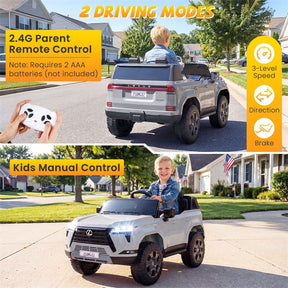 24V 4WD 2-Seater Kids Ride On Car, Licensed LEXUS GX550 Electric Vehicle with Remote Control, Wireless Music & Spring Suspension for Boys Girls