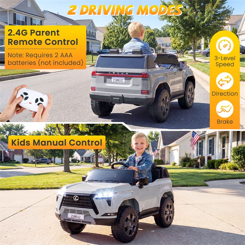 24V 4WD 2-Seater Kids Ride On Car, Licensed LEXUS GX550 Electric Vehicle with Remote Control, Wireless Music & Spring Suspension for Boys Girls