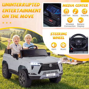 24V 4WD 2-Seater Kids Ride On Car, Licensed LEXUS GX550 Electric Vehicle with Remote Control, Wireless Music & Spring Suspension for Boys Girls