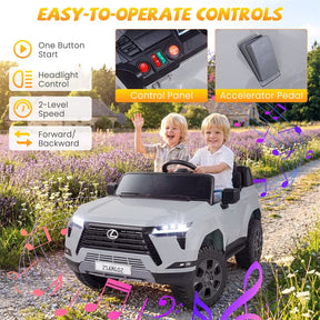 24V 4WD 2-Seater Kids Ride On Car, Licensed LEXUS GX550 Electric Vehicle with Remote Control, Wireless Music & Spring Suspension for Boys Girls