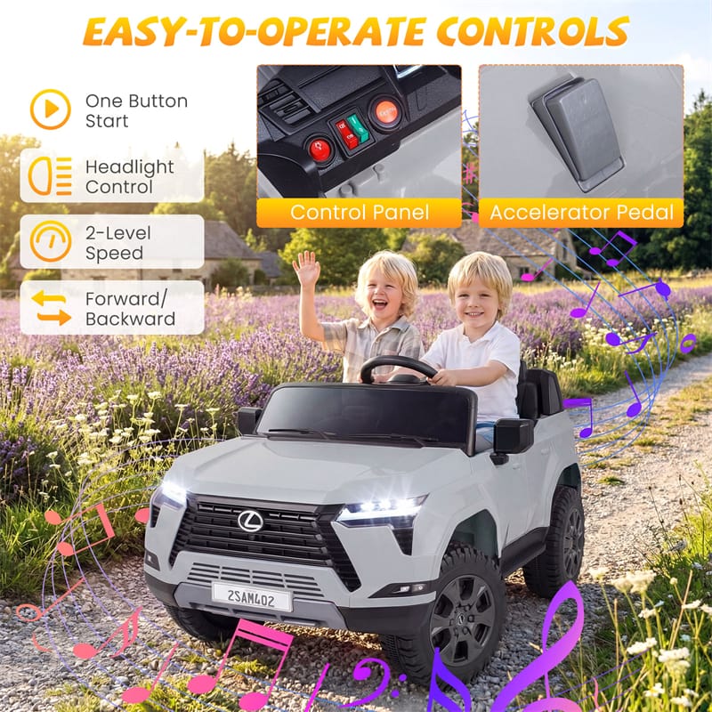 24V 4WD 2-Seater Kids Ride On Car, Licensed LEXUS GX550 Electric Vehicle with Remote Control, Wireless Music & Spring Suspension for Boys Girls