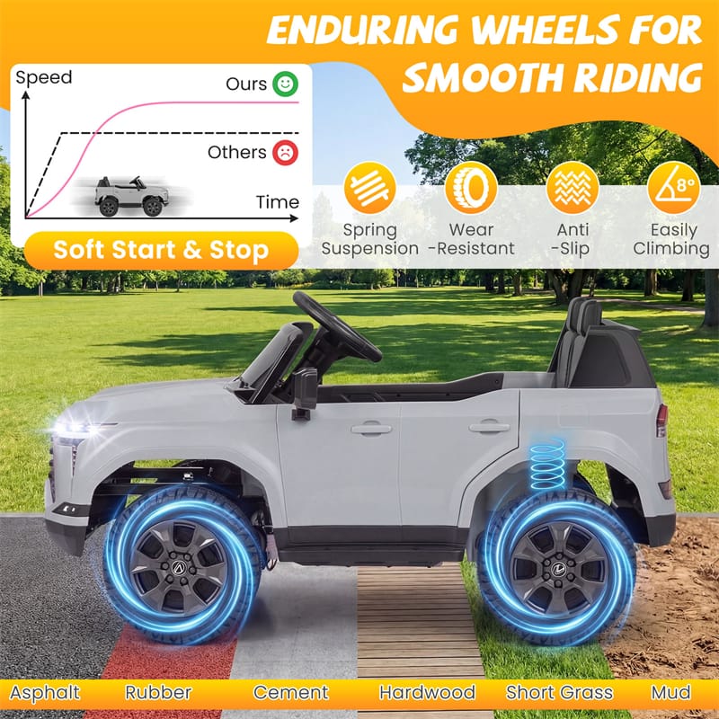 24V 4WD 2-Seater Kids Ride On Car, Licensed LEXUS GX550 Electric Vehicle with Remote Control, Wireless Music & Spring Suspension for Boys Girls