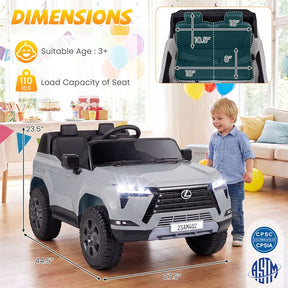 24V 4WD 2-Seater Kids Ride On Car, Licensed LEXUS GX550 Electric Vehicle with Remote Control, Wireless Music & Spring Suspension for Boys Girls