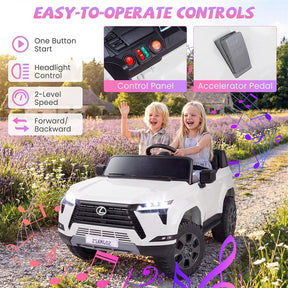 24V 4WD 2-Seater Kids Ride On Car, Licensed LEXUS GX550 Electric Vehicle with Remote Control, Wireless Music & Spring Suspension for Boys Girls