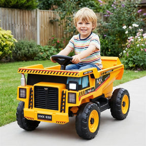 24V Kids Ride on Dump Truck, Electric Construction Vehicle with Dump Bed, Shovel & Remote Control, 4-Wheeler Battery Powered Toy Car for Boys Girls