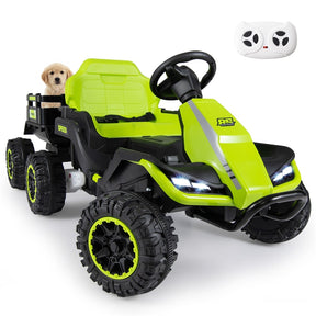 24V Kids Ride On Tractor with Detachable Trailer, Parent Remote, 20° Climbing, Wireless Music & Lights, Electric Vehicle for Boys Girls Ages 3+