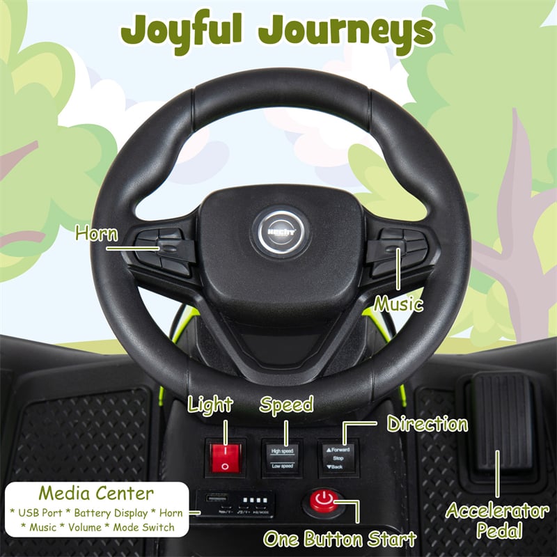 24V Kids Ride On Tractor with Detachable Trailer, Parent Remote, 20° Climbing, Wireless Music & Lights, Electric Vehicle for Boys Girls Ages 3+