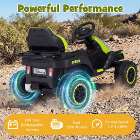 24V Kids Ride On Tractor with Detachable Trailer, Parent Remote, 20° Climbing, Wireless Music & Lights, Electric Vehicle for Boys Girls Ages 3+