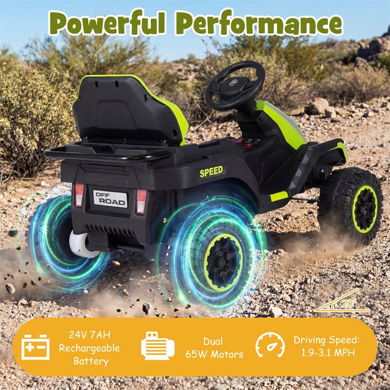 24V Kids Ride On Tractor with Detachable Trailer, Parent Remote, 20° Climbing, Wireless Music & Lights, Electric Vehicle for Boys Girls Ages 3+