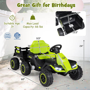 24V Kids Ride On Tractor with Detachable Trailer, Parent Remote, 20° Climbing, Wireless Music & Lights, Electric Vehicle for Boys Girls Ages 3+