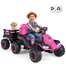 24V Kids Ride On Tractor with Detachable Trailer, Parent Remote, 20° Climbing, Wireless Music & Lights, Electric Vehicle for Boys Girls Ages 3+