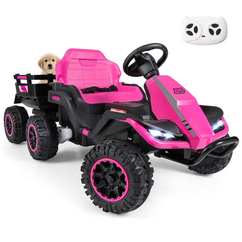 24V Kids Ride On Tractor with Detachable Trailer, Parent Remote, 20° Climbing, Wireless Music & Lights, Electric Vehicle for Boys Girls Ages 3+